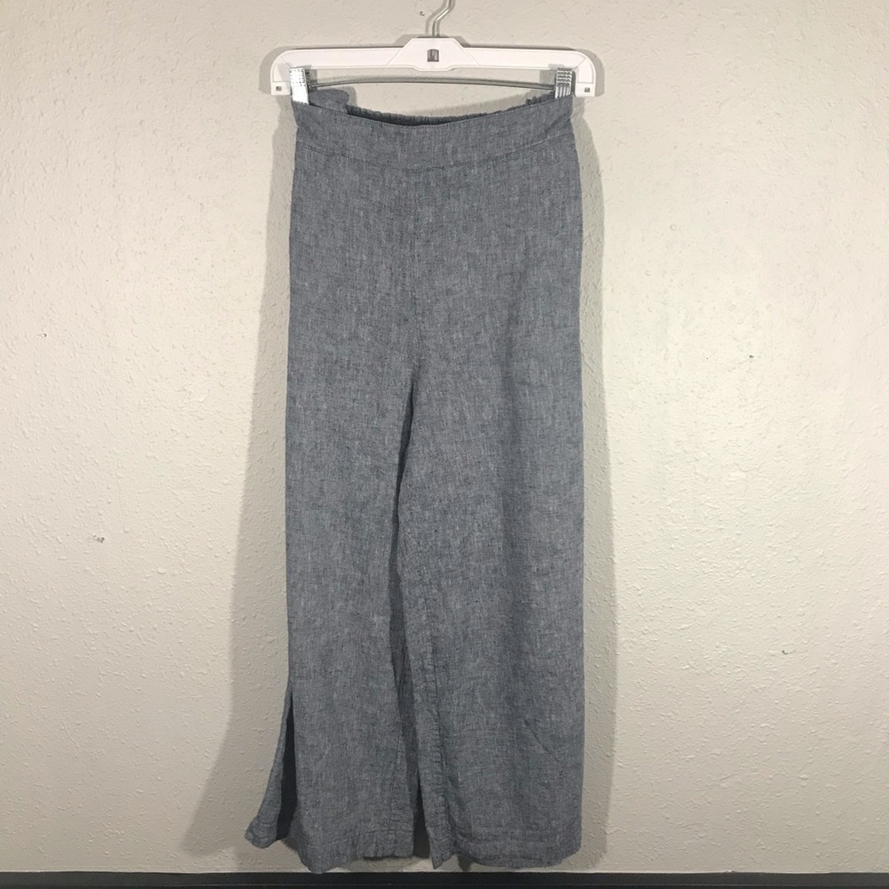 Chelsea‎ 28 Navy Linen Wide Leg Crops With Pockets